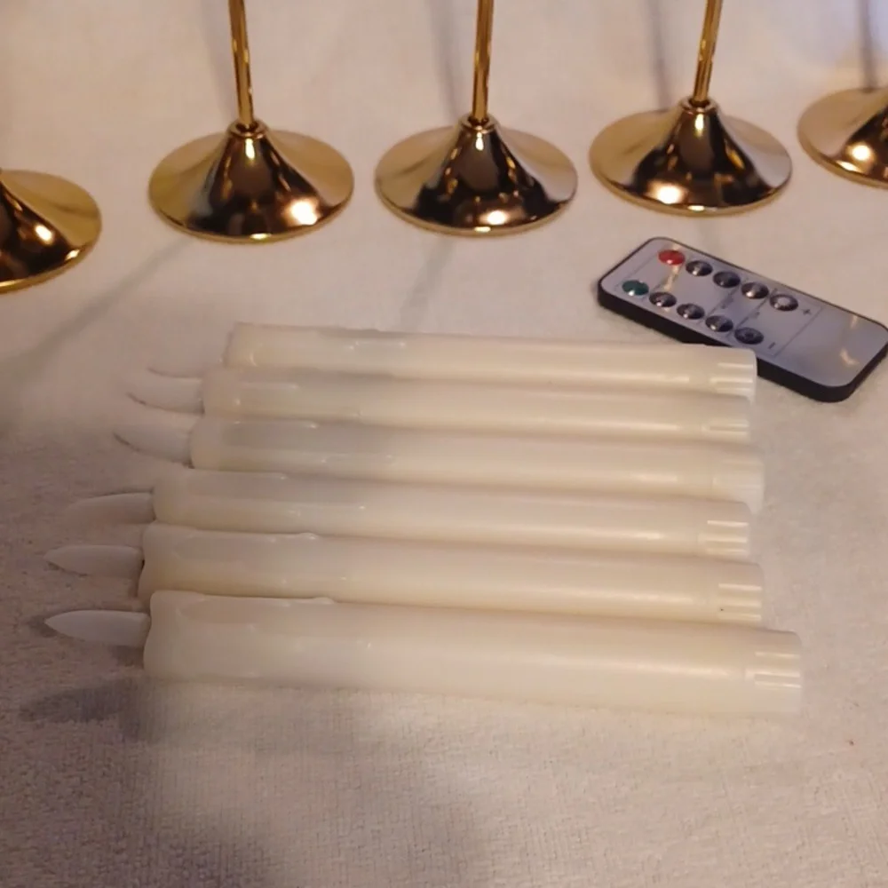 Elegant Brass Candle Holders Set With Remote Control Candled